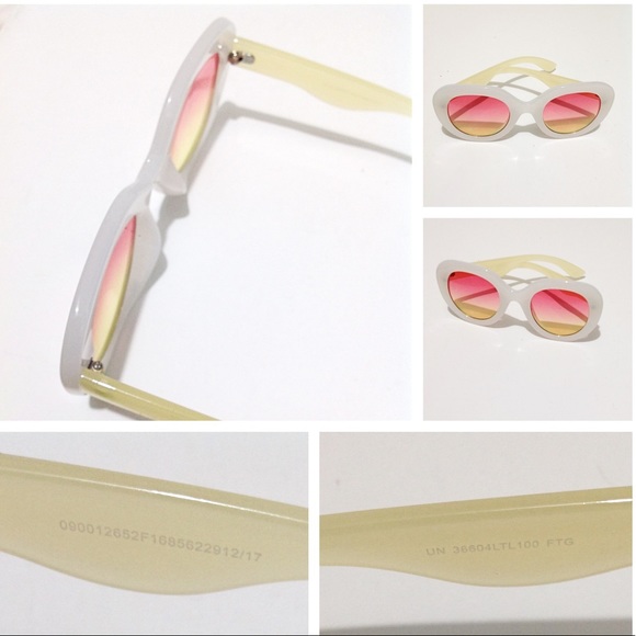 New Ombré Sunglasses Yellow Pink White Semi Round - Picture 4 of 8
